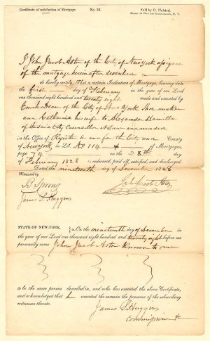 John Jacob Astor signed Document